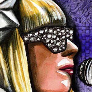 original art, lady gaga, mother monster, art, sale, 5 x 7, ready to frame, decor